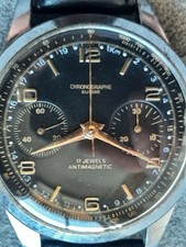 CHRONOGRAPHE SWISS MANUALE ANNI 60 . Cal. LANDERON 51. QUADRANTE NERO. 37 mm. comprar usado  Enviando para Brazil