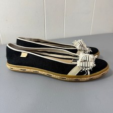 Sapatilhas femininas Sperry Top-Sider preto espadrille detalhe de arco listrado 7,5M comprar usado  Enviando para Brazil