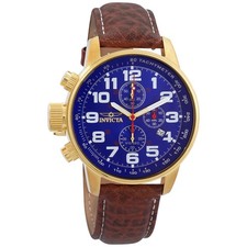 Usado, Invicta Force Lefty cronógrafo mostrador azul relógio masculino couro marrom 3329 comprar usado  Enviando para Brazil