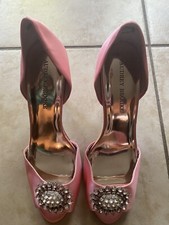 Sapato de Salto Audrey Brooke Rosa Cetim Aberto Strass 4” Tamanho 10 comprar usado  Enviando para Brazil