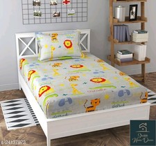 Usado, Lençol de cama de algodão com 1 fronha cama de solteiro desenho animado animal comprar usado  Enviando para Brazil