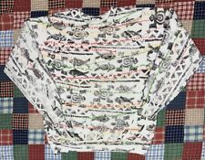 Moletom vintage Ioio Design AOP arte peixe tartaruga padrão Escher M G EUA 80s 90s comprar usado  Enviando para Brazil