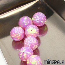 CONTAS DE BOLA REDONDAS OPALA CRIADAS EM LABORATÓRIO SINTÉTICAS ROSA CLARO MEIA PERFURADAS WP0020D comprar usado  Enviando para Brazil