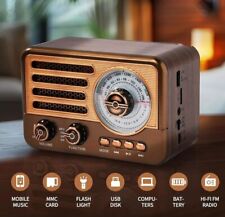 Radio Transistor Retro Batteria Portatile Bluetooth 1800mAh MP3 AM FM AUX USB na sprzedaż  Wysyłka do Poland