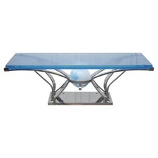 MESA DE CENTRO RARA PERSONALIZADA FEITA À MÃO VIDRO GRAU MARINHO AÇO INOXIDÁVEL POR SOLIART comprar usado  Enviando para Brazil