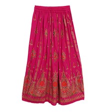 Saias longas femininas de ioga cor rosa indiana com lantejoulas e vassoura cigana, usado comprar usado  Enviando para Brazil