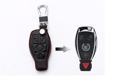 Capa completa chave de carro couro ecológico bolsa fob controle remoto 3 botões para Mercedes Benz comprar usado  Enviando para Brazil
