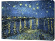 Obraz 90x70cm Gwiaździsta Noc nad Rodanem, Van Gogh Vintage na sprzedaż  PL