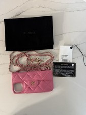 Capa iPhone CHANEL 12 PRO Matelasse corrente alça de ombro marca coco ouro rosa comprar usado  Enviando para Brazil