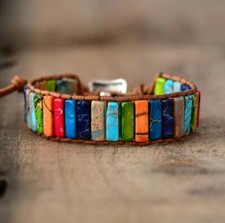 Bracelet cuir perles d'occasion  Castelnau-le-Lez