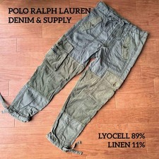 Calça cargo Polo Ralph Lauren reprodução atual mistura de linho joelho duplo comprar usado  Enviando para Brazil