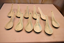 Colheres de sopa chinesas antigas de porcelana branca vitrificada Kitchenalia decorativa 11 peças" comprar usado  Enviando para Brazil