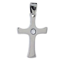 Acero Inoxidable Cruz Colgante Con / 3mm Cristal en El Centro, Libre Cuenta Bola comprar usado  Enviando para Brazil