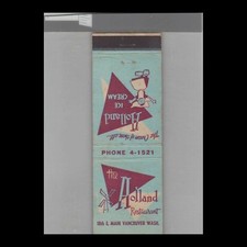 Matchbook cover holland for sale  Raymond