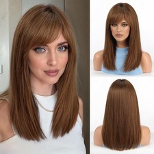 Perucas femininas de cabelo humano reto marrom Ombre 13x4 peruca frontal de renda, usado comprar usado  Enviando para Brazil