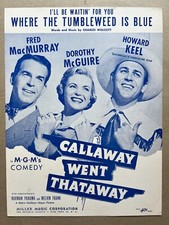 1951 DOROTHY MAGUIRE FILME partitura CALLAWAY GO THATAWAY Fred MacMurray KEEL comprar usado  Enviando para Brazil