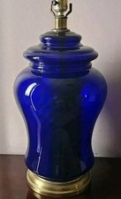 Abajur de mesa raro vintage grande azul cobalto recurso luz noturna roxo brilhante , usado comprar usado  Enviando para Brazil