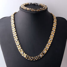 Juego de collar y pulsera de cadena de acero inoxidable con eslabón caliente para hombre joyería plata oro segunda mano  Embacar hacia Mexico