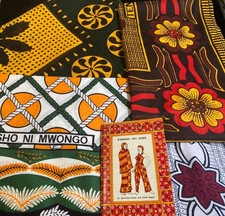 Lote de 4 tecidos de algodão estampados tradicionais africanos KANGA e 101 usos como reservar comprar usado  Enviando para Brazil