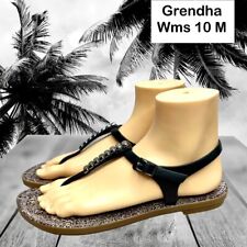 Usado, Sandália Grendha Feminina Preta Estampa de Açaí Tira em T Fivela Plana Tamanho 10 comprar usado  Enviando para Brazil