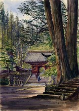 Pintura em aquarela Arthur Herbert Hussey (1863-1923) Nikko Japão 1908 comprar usado  Enviando para Brazil