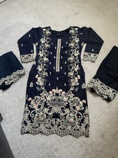 Navy blue embroidered for sale  BRADFORD
