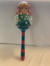 Chocalho pintado à mão boneca russa de madeira Babushka Matrioska bebê brinquedo infantil 7" comprar usado  Enviando para Brazil