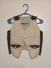 Colete infantil de cowboy de couro marrom e marrom feito à mão. comprar usado  Enviando para Brazil