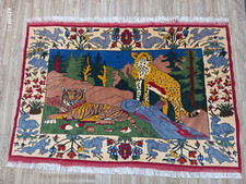 Tapete de guerra afegão feito à mão 134x90 cm - Cena de caça de tigre e chita - Lã vintage comprar usado  Enviando para Brazil