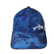 Chapéu caminhoneiro Snapback adulto peixe osso azul tamanho único malha ajustável traseira 6 painéis comprar usado  Enviando para Brazil