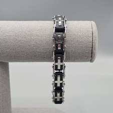 Pulseira masculina de aço inoxidável elos cruzados corrente de bicicleta 7,5 polegadas religiosa cristã comprar usado  Enviando para Brazil