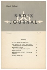 Chuck Kelley / Radix Journal Volume 1 No 1 Fall 1978 comprar usado Chuck Kelley / Radix Journal Volume 1 No 1 Fall 1978 comprar usado  Enviando para Brazil