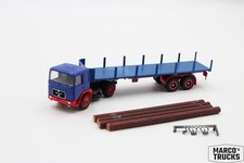 Usado, Caminhão reboque de estaca Herpa MAN F8 azul/vermelho/preto pintado construção personalizada 1:87/H2350 comprar usado  Enviando para Brazil