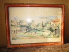 Reproduction aquarelle scène d'occasion  Saint-Sauveur-le-Vicomte