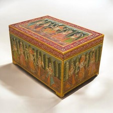 Baú de armazenamento vintage pintado à mão, caixa pintada Ganesha, baú de madeira indiano comprar usado  Enviando para Brazil