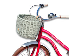 Wiklinowy koszyk rowerowy na rower oliwkowy na pasy kierownice Dumpy duży 42 cm na sprzedaż  PL