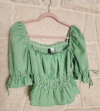 H&M Gingham Manga Abullonada Verde Blanco Mujer Talla M segunda mano  Embacar hacia Argentina