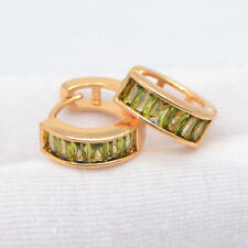 Brincos femininos cheios de ouro amarelo 18K com argola de topázio místico verde huggie joias comprar usado  Enviando para Brazil