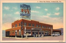 Cartão postal Jacksonville, Flórida UNION BUS STATION Street View Curteich linho 1938 comprar usado  Enviando para Brazil