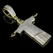Pingente de moissanita Jesus Cristo folheado a ouro amarelo 14K prata corte redondo 1,50 ct comprar usado  Enviando para Brazil