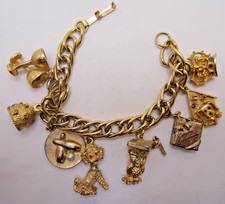 Pulseira charme vintage com 8 berloques poodle coruja coroa cachorro e casa colmeia COMO ESTÁ comprar usado  Enviando para Brazil