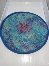Crazy Quilt Batik peça central de mesa corredor roxo azul aquarela floresce comprar usado  Enviando para Brazil