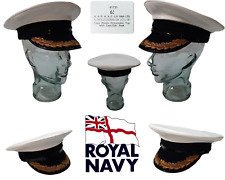 Sombrero RN Vintage 1968 Royal Navy Oficiales Capt y Cdr Blanco Vestido Visera Gorra segunda mano  Embacar hacia Mexico