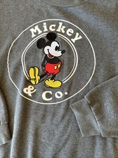 Moletom Disney adulto grande Mickey & Co gola redonda cinza bordado logotipo frontal, usado comprar usado  Enviando para Brazil