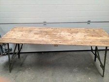 MESA CABALLETE EJÉRCITO / BANCO PLEGABLE DE MADERA DE PINO. BANCO DE TRABAJO INDUSTRIAL VINTAGE segunda mano  Embacar hacia Mexico