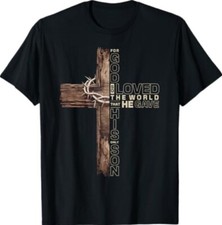 Camiseta inspirada na fé versículo bíblico cristão cruz de Jesus João 316 comprar usado  Enviando para Brazil