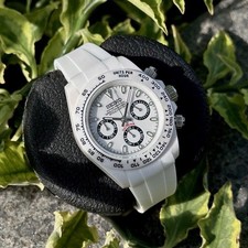 Seikmod Chrono White Panda Dial Sapphire NH38 Ceramic Bezel Rubber comprar usado  Enviando para Brazil
