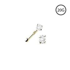 Anel de ouro amarelo 14K com osso de nariz 1,5 mm diamante real 20G comprar usado  Enviando para Brazil