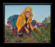 Pintura a óleo original Great Harvesters jardineiros verdes orgânicos vermelhos comprar usado Pintura a óleo original Great Harvesters jardineiros verdes orgânicos vermelhos comprar usado  Enviando para Brazil