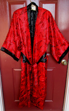 Kimono Robe LG Vermelho Preto Bordado Reversível em Relevo Fênix Dragão Cetim NOVO comprar usado  Enviando para Brazil
